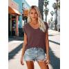 LOOKFACE 3 Pack Womens Cap Sleeve Tops V Neck T Shirts Casual Spring Summer Beach Vacation Fashion Basics Tee Clothes(Heather-coffee Indigo Darkgrey)